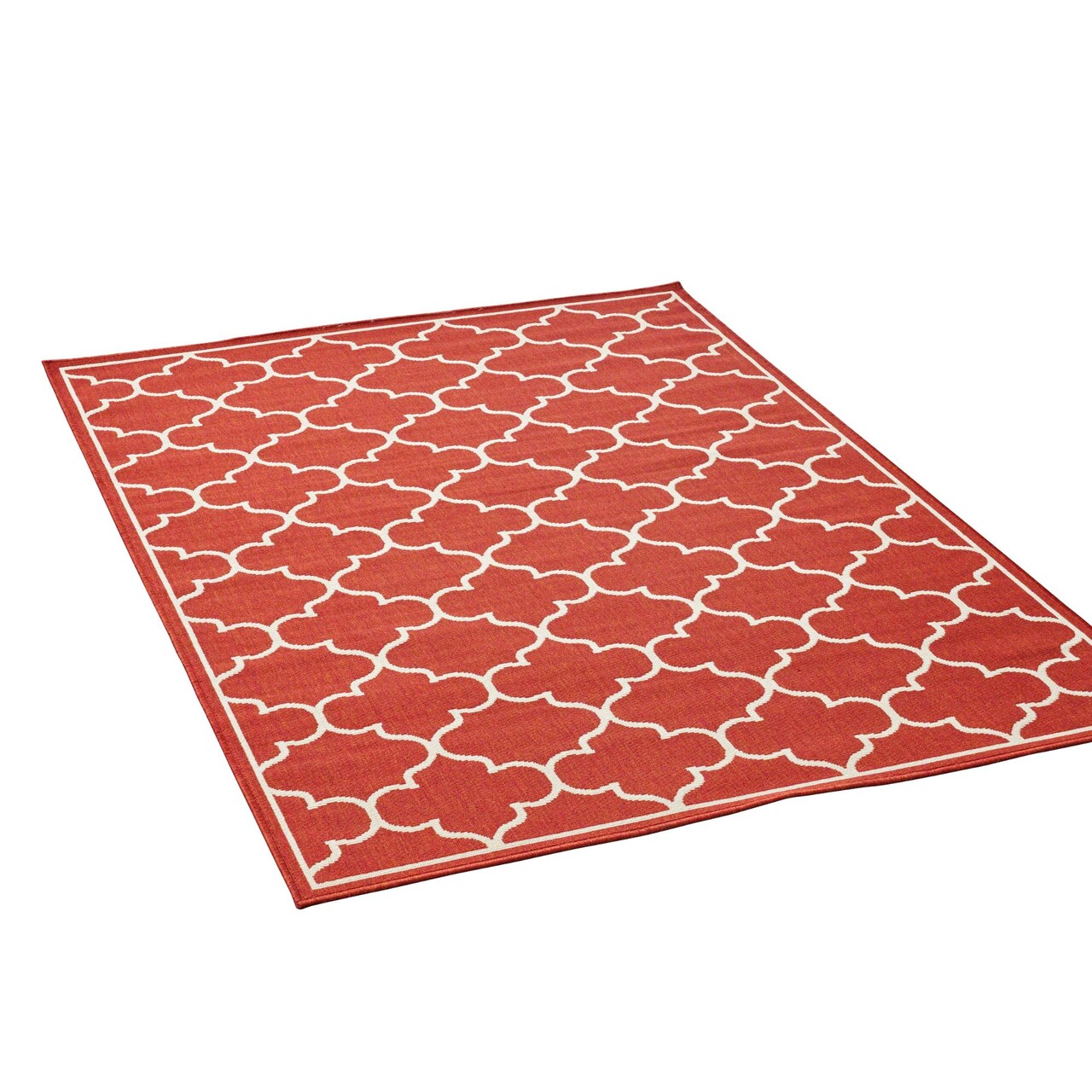 Contemporary Home Living 7.8' x 10.6' Red and Ivory Lattice Rectangular Outdoor Area Throw Rug